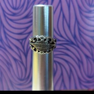 Harley Davidson Bar and Shield Filagree Sterling Silver Ring